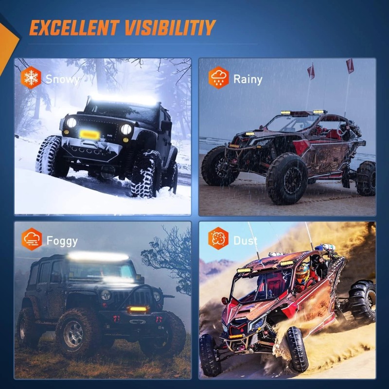 Nilight 7 Inch Amber Single Row Led Light Bar Super