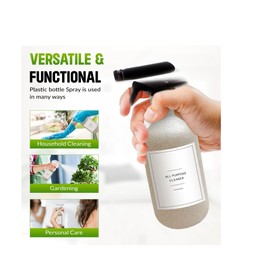 Quintessential Home Spray Bottle Set of 3 with Black Spray Nozzles - 500 ml Wheat Straw Spray Bottle | Leak-proof, Reusable with 8 Organizing labels