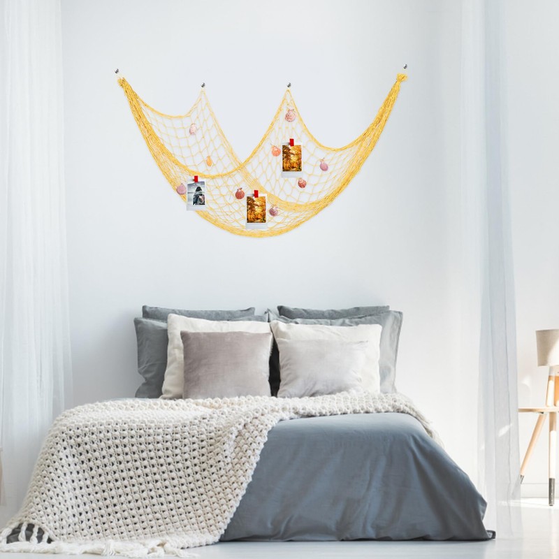 Ciieeo Fishing Net Decorative Wall Hanging Nautical Theme for Beach