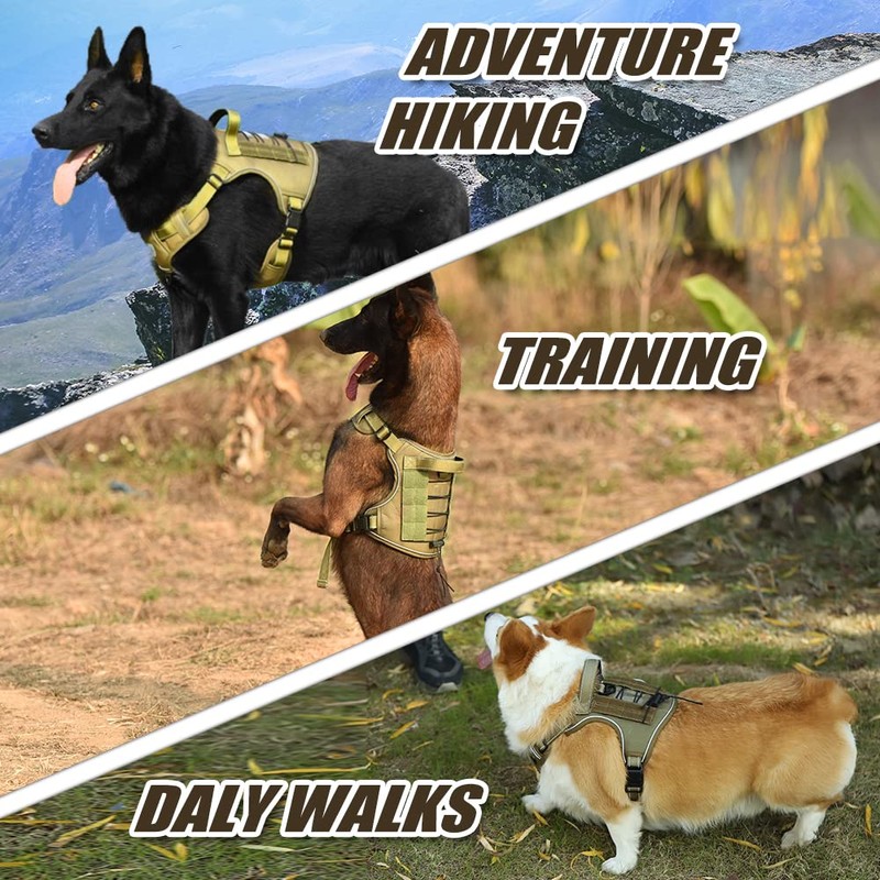 CBBPET Tactical Dog Harness for Small Medium Large Dogs No