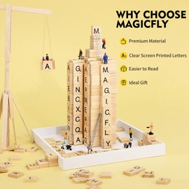 Magicfly 500 Pieces Letter Tiles, Wooden Scrabble Tiles for Crafts, A-Z Capital Wood Letters for Crafts, Spelling,Scrabble Crossword Game