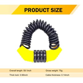 Qurbuns 1 PC Motorcycle Helmet Lock, Portable Bicycle Helmet Combination Lock, Anti-Theft Retractable 4 Digit Small Cable Lock, Universal Heavy-Duty Alloy Lock for Scooter, Bikes, Luggage (Yellow)