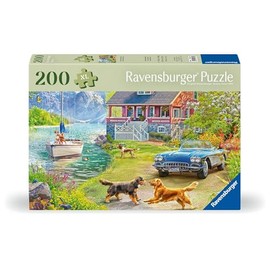 Ravensburger Puzzle 12001370 Summer House on the Lake 200 Pieces Puzzle for Seniors with Large Puzzle Pieces Made of Non-Slip Material, Large Picture Template and Mat for Puzzling