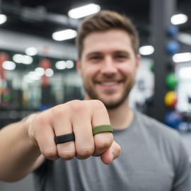 Pinannie 7 Pack Rubber Wedding Bands for Men, 8mm Hypoallergenic Breathable Men's Silicone Ring for Him, Multi Colors Active Sport Fitness Size 11