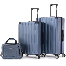 Rockland 3 Luggage Set, 2-Piece Hardside Spinner Wheel Uprights with Tote, Blue