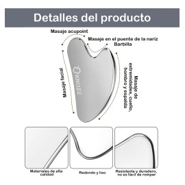 Kit de 4 Piezas Gua Sha Facial de Acero Inoxidable  Herramienta de Masaje para Rostro, Cuello y Cuerpo. Reduce Ojeras, Modela Mandbula y Promueve...  