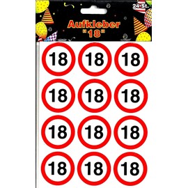 Udo Schmidt 24 x Red Minimalist Round Outdoor Vinyl Road Sign Sticker 18