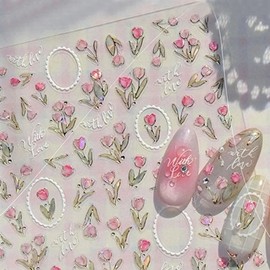 Nail art spring on nails lovely tulip embossed stickers 3 types - WFHTRMT embossed stickers - 206 / 네일아트 손톱위의 봄 러블리 튤립 엠보 스티커 3종-WFHTRMT 엠보스티커 - 206