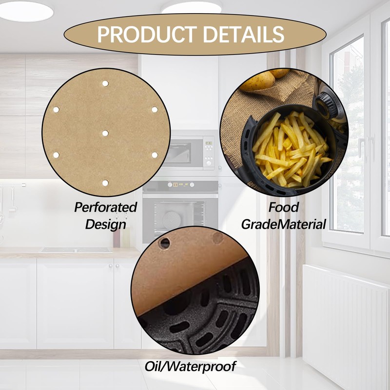 200pcs Non Stick Baking Paper, Sheets for Cooking Airflow Perforated