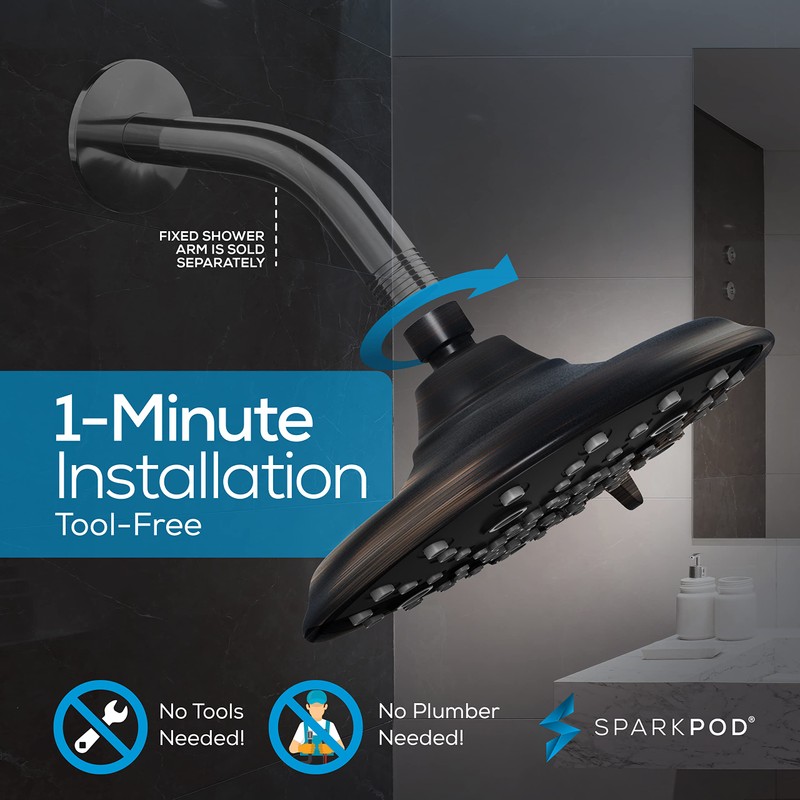 SparkPod 7 Spray Settings Shower Head - Adjustable High Flow