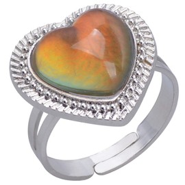Jude Jewelers Adjustable Color Changing Mood Ring Inspirational Mystique Marble (Big Heart, Adjustable)