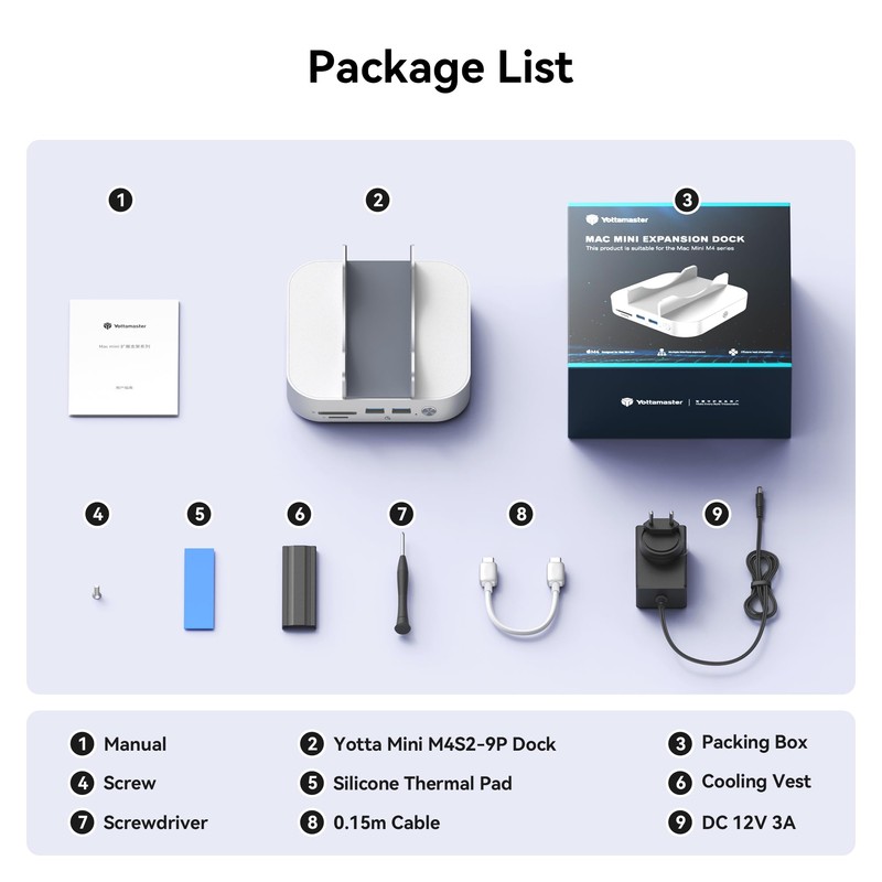 Yottamaster 9 in 1 Mac mini M4 Dock 10Gbps with