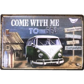 Akizuki Boeki Z311 Antique Metal Plate S TO THE SEA 7.9 x 11.8 inches (20 x 30 cm)