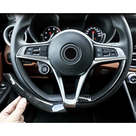 Carbon Fiber Style ABS Plastic Steering Wheel Decoration Strips Trim Car Accessories For Giulia Stelvio