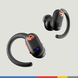 Skullcandy Push ANC Active Wireless Earbuds, Bluetooth Headphones, Noise Cancelling, 58 Hours Battery, Secure-Fit Over-Ear Hanger, Sweat and Waterproof, Microphone for iPhone Android - Black/Orange