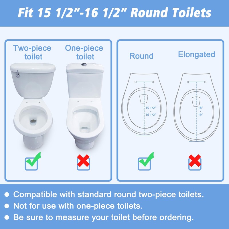 Raised Toilet Seat with Handles for Seniors, Fits Round Toilet