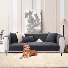 Soft Chenille Sofa Cover 1 2 3 Seater, Non-Slip Sofa Slipcovers for Corner L Shape, Funny Fuzzy Sofa Cover, Thick Textured Sofa Cushion Covers Furniture Protector (Dark Gray,70x90cm)