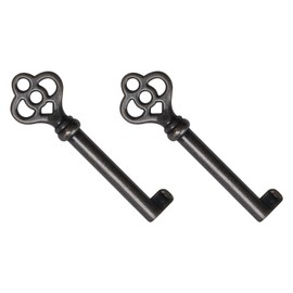 Llhhs Universal Skeleton Key KY-3AB Antique Bronzed Plated Hollow Barrel Skeleton Key for Cabinets, Doors, Desks and Antique Furniture (2 Packs)