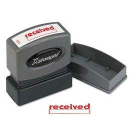 Xstamper ECO-GREEN Title Message Stamp, Received, Pre-Inked/Re-Inkable, Red, Sold as 1 Each