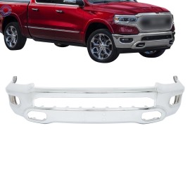 happy19star Chrome Steel Front Bumper Face Bar For RAM 1500 2019-24 Split W/ Fog Light Holes