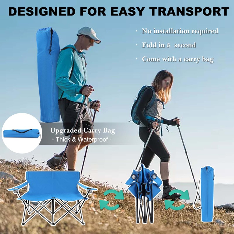Joyfair Double Camping Beach Chair, Folding Camp Loveseat for Adults