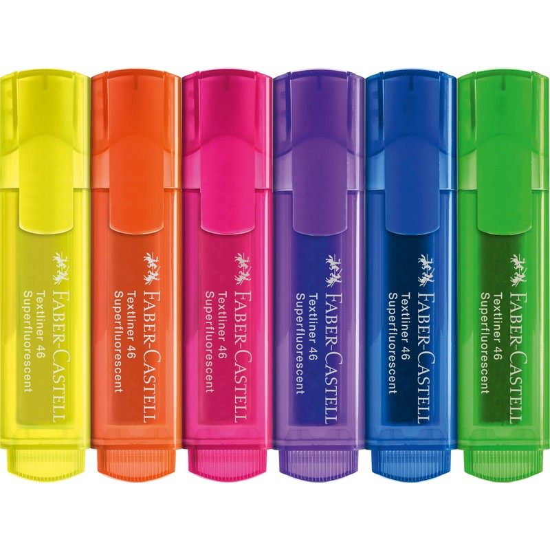 FABER-CASTELL 254646 Highlighter Set 46, Set of 6, Neon Colours,