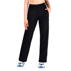 Yogipace,Zipper Pockets,Women's Water Resistant Fleece Lined Pants Straight Leg Winter Thermal Sweatpants,31",Black,Size XL