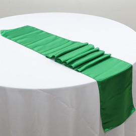CNFQ 10 Satin Table Runners for Wedding Room Decoration 275 cm x 30 cm (Green)
