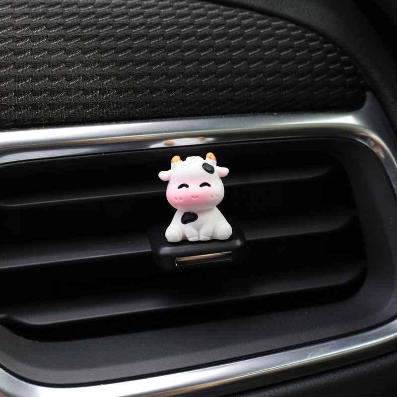 6 Pcs Mini Cows Car Accessories, Cow Print Dashboard Decorations
