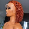 GOLFMAX Ginger Water Wave Bob Wig Human Hair Transparent HD