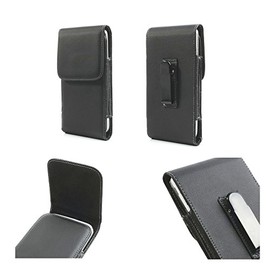DFV mobile - Leather flip belt clip metal case holster vertical for LG Lancet - Black
