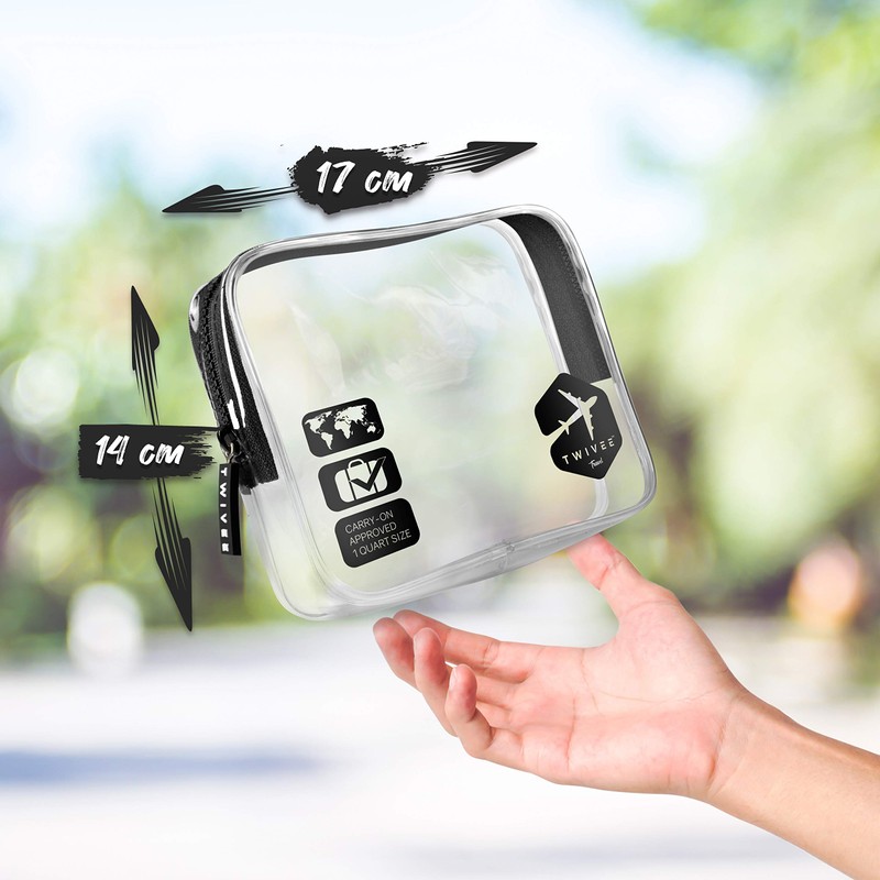 TWIVEE - Transparent toiletry bag with travel bottle set -