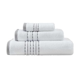 Tommy Bahama - Towel Set, Highly Absorbent Premium Cotton Towels with Embroidered Hem Details, Tropical Home Decor, Oeko-Tex Certified (Cliff Side Grey, 3-Pack)