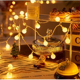 WFGGEH Globe String Lights, 10ft 20 LED USB Powered Globe Fairy String Lights Warm White for Birthday Party Wedding Christmas Home Decoration, WLD0002