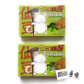Dragonball Z Senzu Beans Candy Fruit Flavored DBZ Candy Sours with 2 Gosu Toys Stickers… (2 Pack)