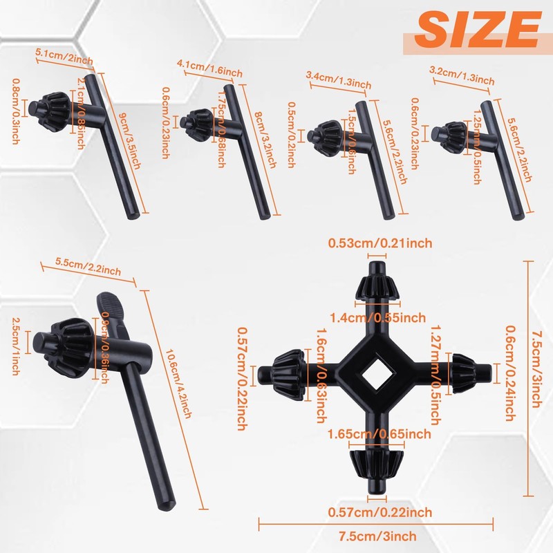LEONTOOL Drill Chuck Key, Set of 6, Drill Chuck Handle,