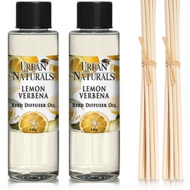 Urban Naturals Lemon Verbena Scented Oil Reed Diffuser Refill | Includes a Free Set of Reed Sticks, 4 oz (2 Pack)