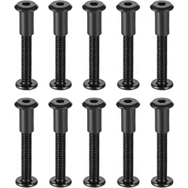 TA-VIGOR 10 Sets Furniture Connecting Screws Bolts, M6 x 50mm Binding Screws Posts Belt Buckle Binding Bolts, Hex Socket Fasteners for Kitchen Cabinet Cupboard Furniture Connectors