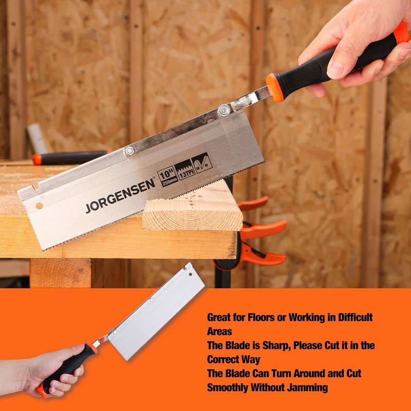 JORGENSEN 10" Dovetail Reversible Saw, Professional Cutting Jamb Saw, 13TPI
