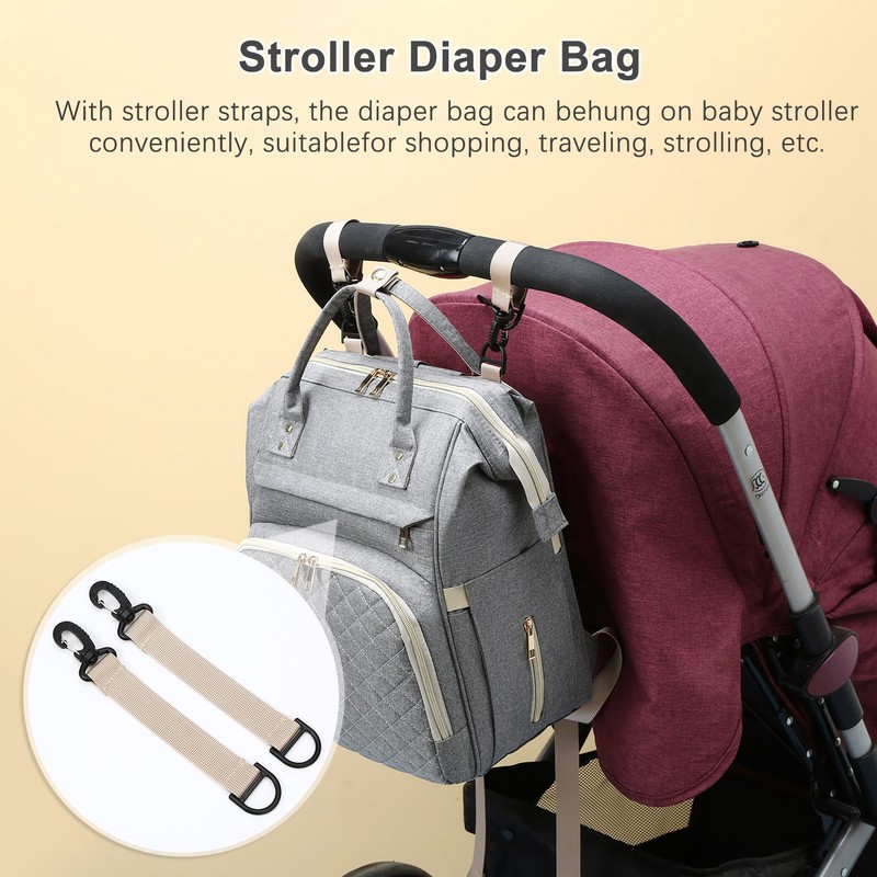 Diaper Bag Backpack Portable Nylon Fabric Adjustable Shoulder Strap Diaper