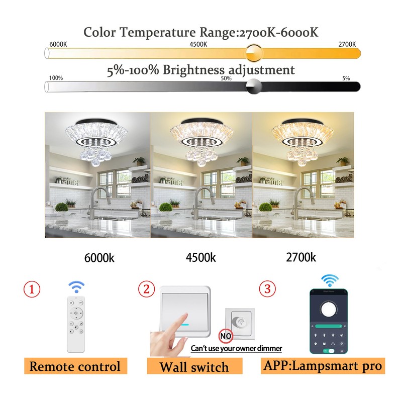 IDEQUY Modern Led Crystal Chandelier for Living Room Crystal Raindrop