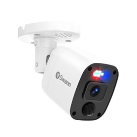 Swann Add-On DVR Flashing Light Bullet Camera with Sensor Spotlight, 4K UHD Video, Indoor/Outdoor Design, Dusk to Dawn Color Night Vision, True Detect Heat, Motion Detection, One Way Audio (Renewed)