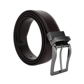 Laura Biagiotti Mens Reversible Genuine Leather Belt 3.5cm High Adjustable and Can Be Shortened, Black and Moro Head