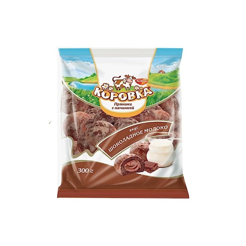 Imported Russian Soft Gingerbread Prianiki Korovka with Chocolate Milk Filling