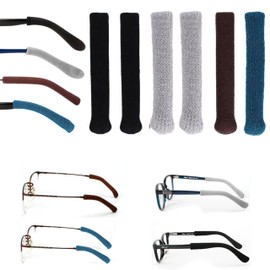 6 Pairs Glasses Ear Cushion, 4 Colors Soft Knitted Cotton Eyeglass Ear Cushions Holder Grips, Glasses Arm Covers Glasses Ear Grips for Glasses Sunglasses, Comfort Glasses Accessories