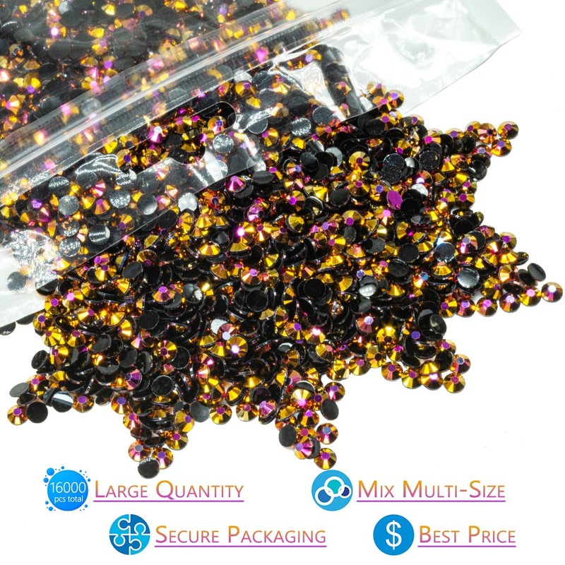 16000PCS Golden Rose AB Resin Rhinestones for Crafts 3mm 4mm