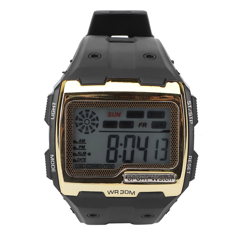 Digital Sports Watch Large Dial Night Light Waterproof Dual Time