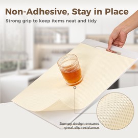 ALIUNI 100% EVA Shelf Liner for Kitchen Cabinet, 12" x 120" Drawer Liners Non Adhesive Non Slip Waterproof Plastic Paper, Dresser Pantry Bathroom Refrigerator Protector, Cream