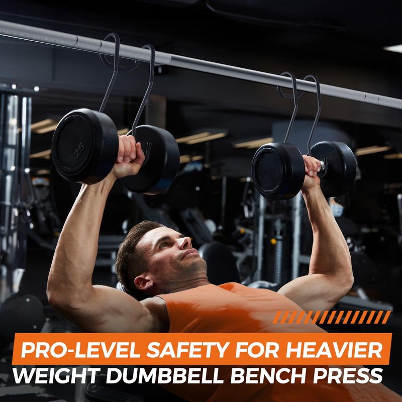 Dumbbell Spotter Hooks for bench press connecting and hanging dumbbells