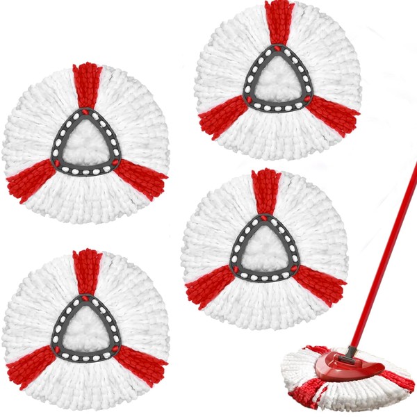 Mop Replacement Heads for Vileda Turbo 2-in-1 Mop, Mop Replacement Cover, Microfibre Mop Replacement Mop Heads for Vileda Floor Mop and EasyWring & Clean Mop, Also for Sensitive Floors, Pack of 4